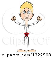 Clipart Of A Cartoon Angry Tall Skinny White Karate Man Royalty Free Vector Illustration