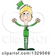 Clipart Of A Cartoon Angry Tall Skinny White Irish St Patricks Day Man Royalty Free Vector Illustration by Cory Thoman