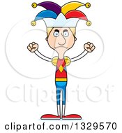 Poster, Art Print Of Cartoon Angry Tall Skinny White Man Jester