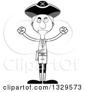 Poster, Art Print Of Cartoon Black And White Angry Tall Skinny White Pirate Man