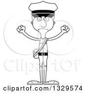 Poster, Art Print Of Cartoon Black And White Angry Tall Skinny White Mail Man