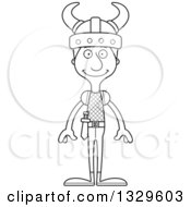 Poster, Art Print Of Cartoon Black And White Happy Tall Skinny White Viking Man