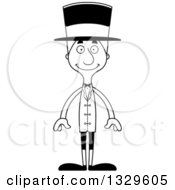 Poster, Art Print Of Cartoon Black And White Happy Tall Skinny White Man Circus Ringmaster