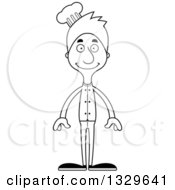 Poster, Art Print Of Cartoon Black And White Happy Tall Skinny White Chef Man