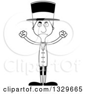 Lineart Clipart Of A Cartoon Black And White Angry Tall Skinny White Man Circus Ringmaster Royalty Free Outline Vector Illustration