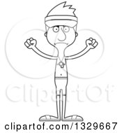 Poster, Art Print Of Cartoon Black And White Angry Tall Skinny White Lifeguard Man