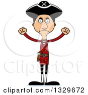 Cartoon Angry Tall Skinny Hispanic Man Pirate
