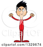 Clipart Of A Cartoon Angry Tall Skinny Hispanic Man In Footie Pajamas Royalty Free Vector Illustration by Cory Thoman