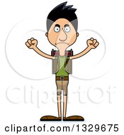 Cartoon Angry Tall Skinny Hispanic Man Hiker