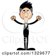 Clipart Of A Cartoon Angry Tall Skinny Hispanic Man Wedding Groom Royalty Free Vector Illustration