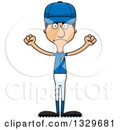 Clipart Of A Cartoon Angry Tall Skinny Hispanic Man Baseball Player Royalty Free Vector Illustration