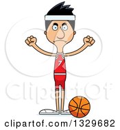 Cartoon Angry Tall Skinny Hispanic Man Basketball Player
