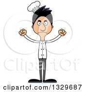 Clipart Of A Cartoon Angry Tall Skinny Hispanic Man Chef Royalty Free Vector Illustration