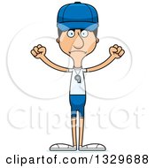 Clipart Of A Cartoon Angry Tall Skinny Hispanic Man Sports Coach Royalty Free Vector Illustration