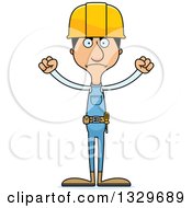 Poster, Art Print Of Cartoon Angry Tall Skinny Hispanic Man Construction Worker