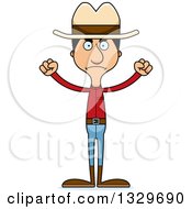 Cartoon Angry Tall Skinny Hispanic Cowboy Man