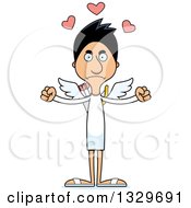 Clipart Of A Cartoon Angry Tall Skinny Hispanic Cupid Man Royalty Free Vector Illustration