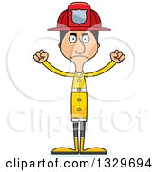 Poster, Art Print Of Cartoon Angry Tall Skinny Hispanic Man Firefighter