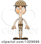 Cartoon Happy Tall Skinny Hispanic Man Zookeeper