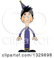 Cartoon Happy Tall Skinny Hispanic Wizard Man