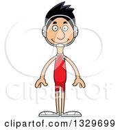 Clipart Of A Cartoon Happy Tall Skinny Hispanic Man Wrestler Royalty Free Vector Illustration