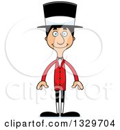 Cartoon Happy Tall Skinny Hispanic Man Circus Ringmaster