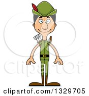 Poster, Art Print Of Cartoon Happy Tall Skinny Hispanic Robin Hood Man