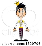 Clipart Of A Cartoon Happy Tall Skinny Hispanic Man Prince Royalty Free Vector Illustration