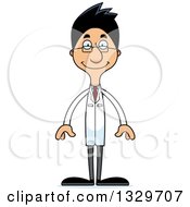 Cartoon Happy Tall Skinny Hispanic Man Scientist