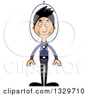 Cartoon Happy Tall Skinny Hispanic Futuristic Space Man