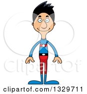 Cartoon Happy Tall Skinny Hispanic Super Hero Man
