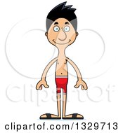 Cartoon Happy Tall Skinny Hispanic Man Swimmer