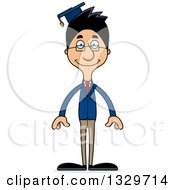 Cartoon Happy Tall Skinny Hispanic Man Professor