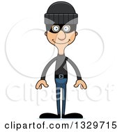 Poster, Art Print Of Cartoon Happy Tall Skinny Hispanic Man Robber
