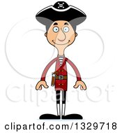 Cartoon Happy Tall Skinny Hispanic Man Pirate