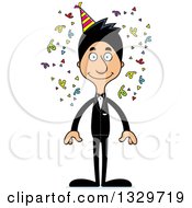 Cartoon Happy Tall Skinny Hispanic Party Man