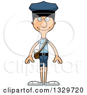 Cartoon Happy Tall Skinny Hispanic Mail Man