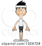 Cartoon Happy Tall Skinny Hispanic Fitness Man
