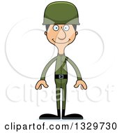 Clipart Of A Cartoon Happy Tall Skinny Hispanic Man Army Soldier Royalty Free Vector Illustration