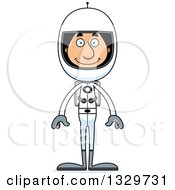 Cartoon Happy Tall Skinny Hispanic Man Astronaut