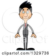 Clipart Of A Cartoon Happy Tall Skinny Hispanic Business Man Royalty Free Vector Illustration