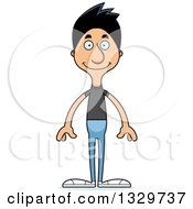Clipart Of A Cartoon Happy Tall Skinny Hispanic Casual Man Royalty Free Vector Illustration