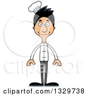 Clipart Of A Cartoon Happy Tall Skinny Hispanic Man Chef Royalty Free Vector Illustration