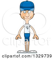 Clipart Of A Cartoon Happy Tall Skinny Hispanic Man Sports Coach Royalty Free Vector Illustration