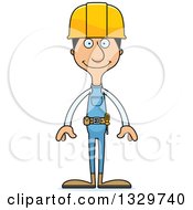 Poster, Art Print Of Cartoon Happy Tall Skinny Hispanic Man Construction Worker