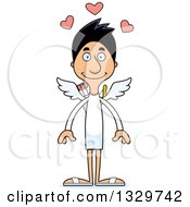 Clipart Of A Cartoon Happy Tall Skinny Hispanic Cupid Man Royalty Free Vector Illustration