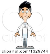 Clipart Of A Cartoon Happy Tall Skinny Hispanic Man Doctor Royalty Free Vector Illustration