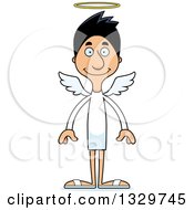 Poster, Art Print Of Cartoon Happy Tall Skinny Hispanic Man Angel