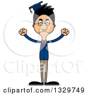 Clipart Of A Cartoon Angry Tall Skinny Hispanic Man Professor Royalty Free Vector Illustration