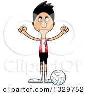 Poster, Art Print Of Cartoon Angry Tall Skinny Hispanic Man Volleyball Player